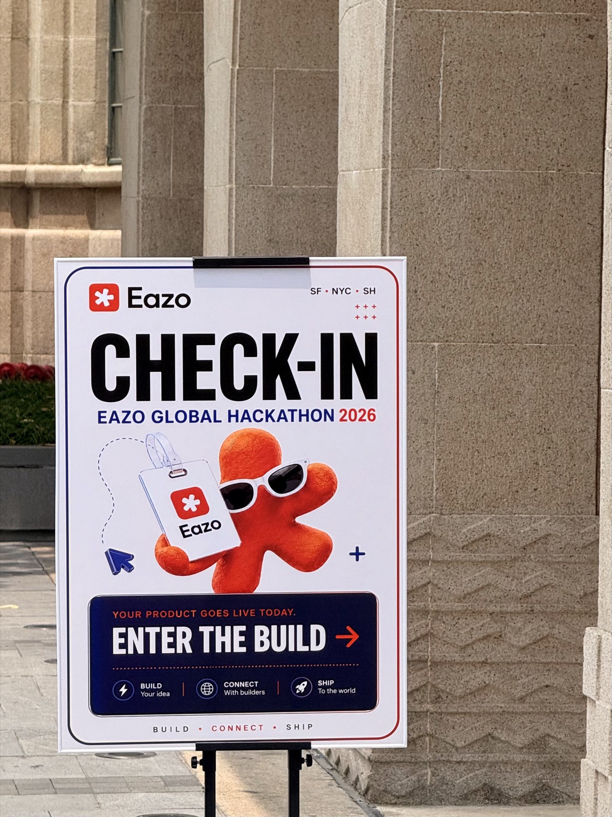 Eazo Global Hackathon check-in sign